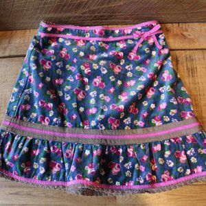 Grils 6x velvet floral skirt, pink ribbon trim ♥